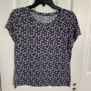 Purple tee with white flowers
